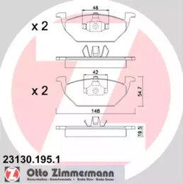 Комплект тормозных колодок Zimmermann 23130.195.1 21974, дисковый тормоз