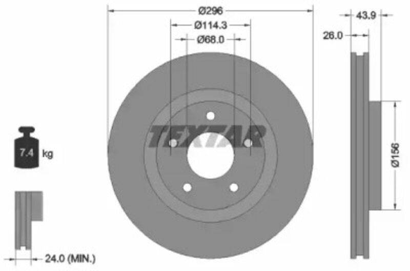 Тормозной диск Textar 92167403 98200167401PRO PRO - Фото 1 Тормозной диск Textar 92167403 98200167401PRO PRO - Фото 1