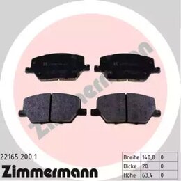 Комплект тормозных колодок Zimmermann 22165.200.1 22165, дисковый тормоз