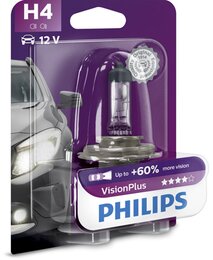Лампа галогенная Philips VisionPlus +60% H4 12V 60/55W 1 шт. Блистер
