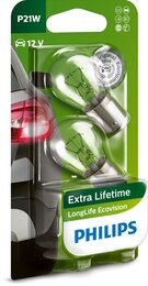 Лампа накаливания Philips LongLife EcoVision P21W 12V BA15s 2 шт. Блистер