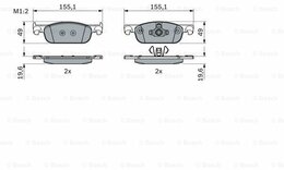 Комплект тормозных колодок Bosch 0986424021 BP2055, дисковый тормоз