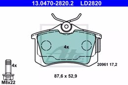 Комплект тормозных колодок ATE 13.0470-2820.2 LD2820, дисковый тормоз ATE Ceramic
