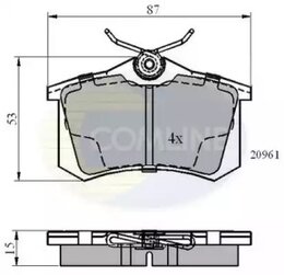 Комплект тормозных колодок COMLINE CBP0108 20961, дисковый тормоз Comline