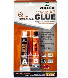 Акриловый клей полупрозрачный Zollex CL-306A Acrylic AB Glue, 10 г + 10 г