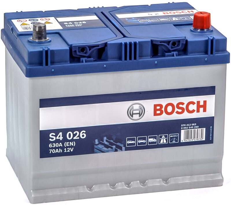 Аккумулятор Bosch S4026 70 Ah 630 A (-+, R) Asia - Фото 1 Аккумулятор Bosch S4026 70 Ah 630 A (-+, R) Asia - Фото 1