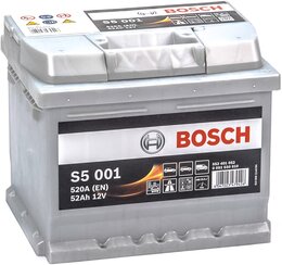 Аккумулятор Bosch S5001 52 Ah 520 A (-+, R)