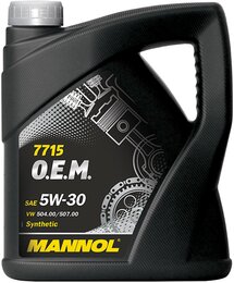 Моторное масло Mannol O.E.M. 5W-30 (VW 502.00/503.00/505.00/506.00/506.01), 5 л