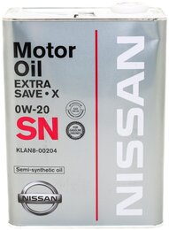 Моторное масло Nissan Extra Save X 0W-20, 4 л