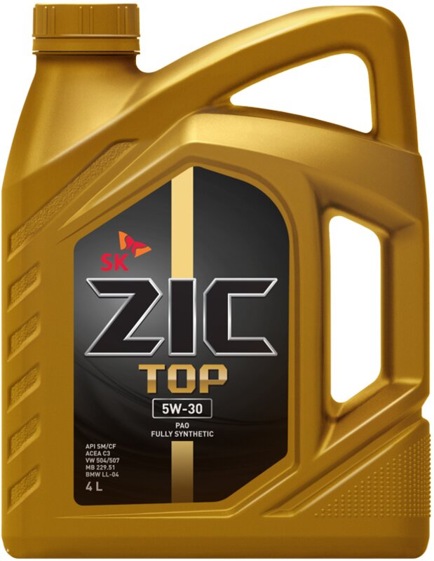 Синтетическое моторное масло на основе ПАО ZIC TOP 5W-30, 4 л - Фото 1 Синтетическое моторное масло на основе ПАО ZIC TOP 5W-30, 4 л - Фото 1
