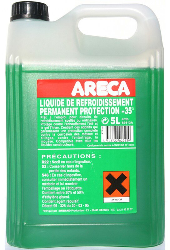 Антифриз зелёный Areca Liquide De Refroidissement -35°C, 5 л - Фото 1 Антифриз зелёный Areca Liquide De Refroidissement -35°C, 5 л - Фото 1