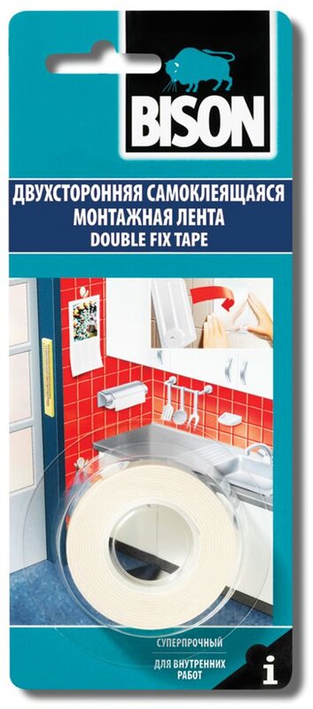 Двухсторонняя монтажная лента Bison Double Fix Tape, 1,5м х 19мм - Фото 1 Двухсторонняя монтажная лента Bison Double Fix Tape, 1,5м х 19мм - Фото 1