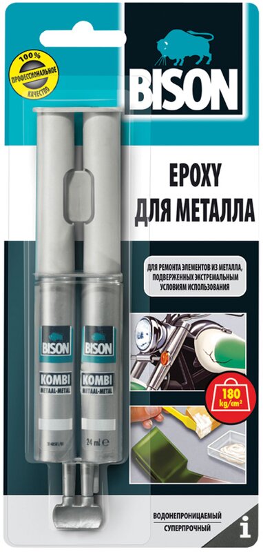 Эпоксидный клей для металла Bison Kombi Metal, 24 мл - Фото 1 Эпоксидный клей для металла Bison Kombi Metal, 24 мл - Фото 1