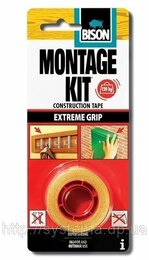 Экстрасильная двухсторонняя монтажная лента Bison Montage Kit Extreme Grip, 1м х 19мм