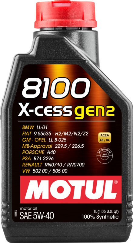 Моторное масло Motul 8100 X-cess gen2 SAE 5W-40, 1 л - Фото 1
