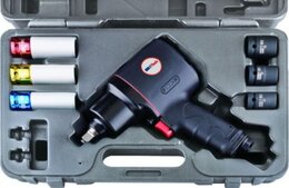 Гайковерт пневматический XT 1/2", 1356 Нм, 7000 об/мин, вес 1,9 кг + набор ударных головок 17-21 мм
