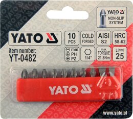 Набор бит Yato, 10 предметов (1/4" 25 мм: SL5-SL6, PH1-PH2 по 2 шт., PZ1-PZ2 по 2 шт.), в кассете - Фото 2