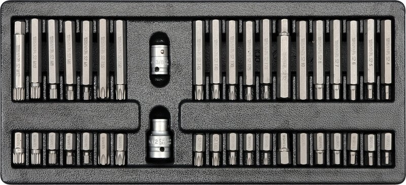 Набор бит Yato, 40 предметов (30 мм и 75 мм: Torx T20-T55, Spline M5-M12, Hex 4-12 мм, переходники) - Фото 1