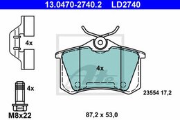 Комплект тормозных колодок ATE Ceramic ATE 13.0470-2740.2 LD2740, дисковый тормоз