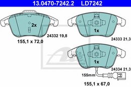 Комплект тормозных колодок ATE Ceramic ATE 13.0470-7242.2 LD7242, дисковый тормоз
