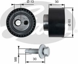 Натяжной ролик Gates T41140 Z80522, ремень ГРМ PowerGrip®