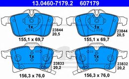 Комплект тормозных колодок ATE 13.0460-7179.2 607179, дисковый тормоз