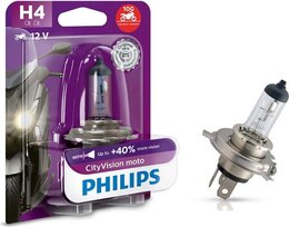 Лампа галогенная Philips CityVision moto +40% H4 12V P43t 60/55W 1 шт. Блистер