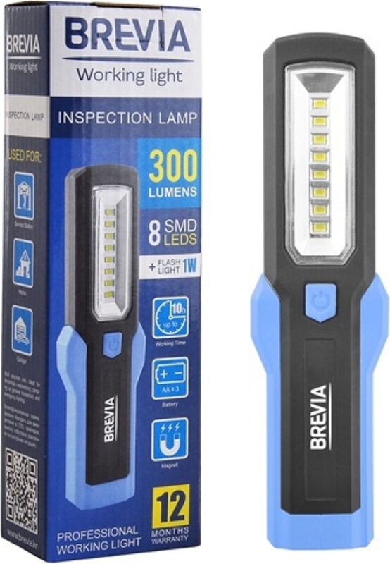 Brevia LED Инспекционная лампа 8SMD+1W LED 300lm, 3xAA 11310 - Фото 1 Brevia LED Инспекционная лампа 8SMD+1W LED 300lm, 3xAA 11310 - Фото 1