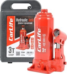 Домкрат бутылочный 3 т 180-340 мм гидравлический в кейсе CARLIFE (BJ403P) CarLife BJ403P