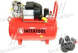 Компрессор 100 л, 3 кВт, 220 В, 8 атм, 420 л/мин, 2 цилиндра. Intertool PT-0008 - Фото 3