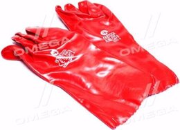 Перчатка маслостойкая х/б трикотаж покрытая PVC, 35см (красная) 120пар/ящик Intertool SP-0007W