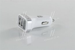 Автомобильное зарядное устройство 2USB (12/24V - 5V 2, 4A) , LED Display, белое <ДК> Дорожная Карта 