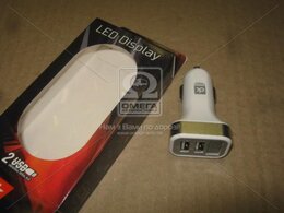 Автомобильное зарядное устройство 2USB (12/24V - 5V 2, 4A) , LED Display, белое <ДК> Дорожная Карта  - Фото 2