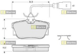Гальмівні колодки дискові Starline BD S207