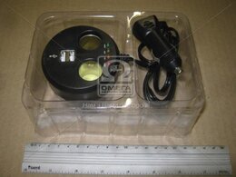 Разветвитель в прикур. на два гнезда+2 USB, 1А/2А, c индикат. напряж. (в подстаканник) Китай 2300225