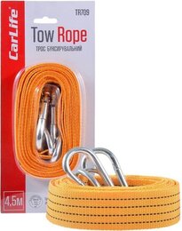 Трос буксировочный 3 т (4,5 м) CarLife с карабинами в блистере (TR709) CarLife TR709