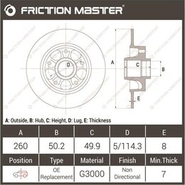 Гальмівні диски Brake Rotor Friction Master R1922 - Фото 2