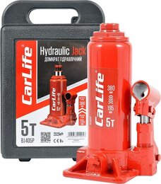 Домкрат бутылочный 5 т 195-380 мм гидравлический в кейсе CARLIFE (BJ405P) CarLife BJ405P