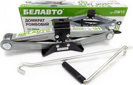 БЕЛАВТО Домкрат ромбовий Белавто, 1, 5т., гумова подушка, вис. підйому 110-390мм (6шт/ящ) DM15