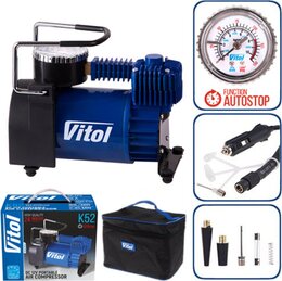 Компресор "ViTOL" 150psi/15Amp/40 л/Автостоп/прикурювач K-52 - Фото 3