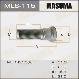 Шпилька колеса OEM 90942-02077 ToyotaTOYOTA LAND_CRUISER 200 () MASUMA MLS115