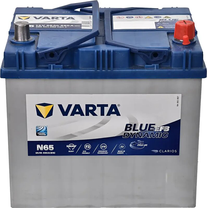 Аккумулятор 65Ah-12v VARTA BD (N65) EFB (232х173х225) , R, EN650 565 501 065 - Фото 1