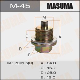 Пробка сливная поддона (с шайбой 20х1.5mm) Honda () Masuma M45