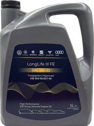 Моторное масло VAG GS55545M4 Longlife III FE SAE 0W-30, 5 л